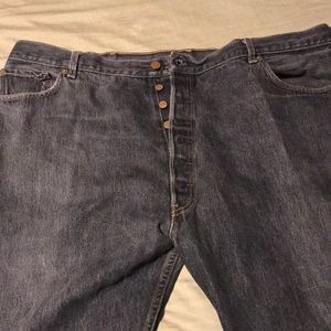 Black Levi 501 Button Fly Jeans 48x34